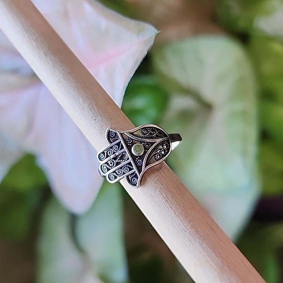 Hamsa Sterling Silver Ring - Picture 1 of 5